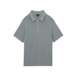 REISS Estate Textured-Knit Half-Zip Polo Shirt